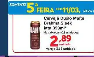 Roldão Cerveja Duplo Malte Brahma Sleek Lata 350ml oferta