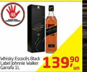 Tenda Atacado Whisky escocês black label johnnie walker garrafa 1l oferta