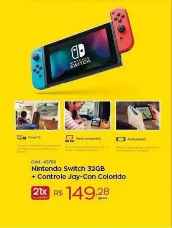 Ibyte Nintendo Switch 32gb + Controle Jay-con Colorido oferta