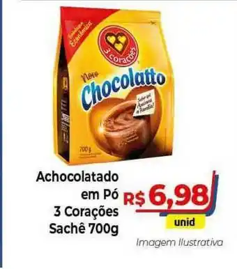 Hiper Moreira Achocolatado Em Pó 3 Corações 700g oferta