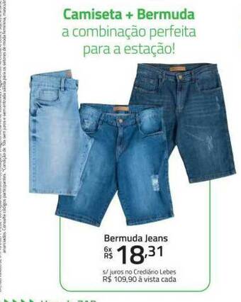 Lojas Lebes Camiseta + Bermuda oferta