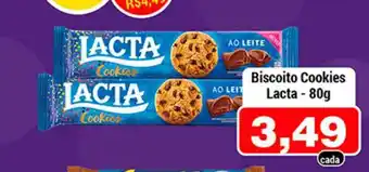 Shibata Supermercados Biscoito Cookies Lacta 80g oferta
