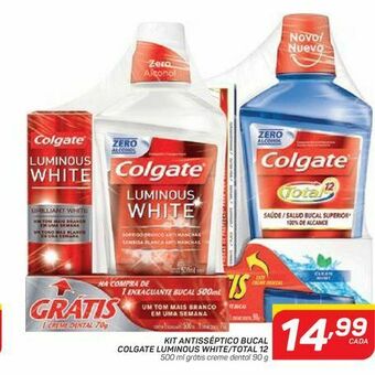GBarbosa Kit antisséptico bucal colgate luminous white/total 12 oferta