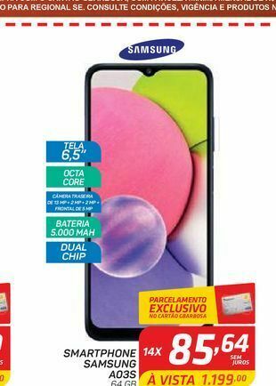 GBarbosa Smartphone samsung a03s 64 gb oferta