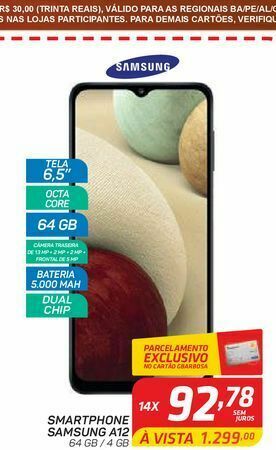 GBarbosa Smartphone samsung a12 64 gb / 4 gb oferta