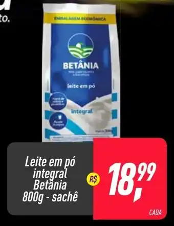 Frangolândia Leite em po integral Betania 800g oferta