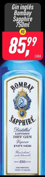 Frangolândia Gin Ingles Bombay Sapphire 750ml oferta