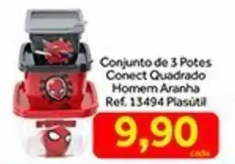 Shibata Supermercados Conjunto de 3 Potes Conect Quadrado Homem Aranha oferta