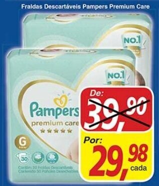 Supermercados Guanabara Fraldas Descartaveis Pampers Premium Care oferta