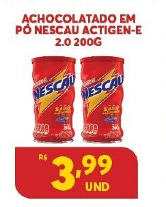 Atacadão Centro Sul Achocolatado em po Nescau Actigen-E 2.0 200g oferta