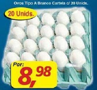Supermercados Guanabara Ovos Tipo A Branco Cartela c/ 20 unids. oferta