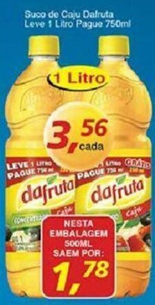 Supermercados Guanabara Suco de Caju Dafruta leve 1L pague 750ml oferta