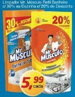 Limpador Mr.Musculo Refil Banheiro c/ 30% ou Cozinha c/ 20% de Desconto