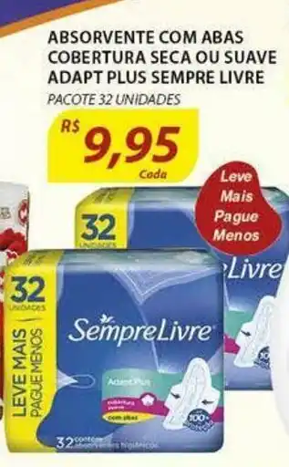 Assaí Atacadista Absorvente com Abas Cobertura Seca ou Suave Adapt Plus Sempre Livre oferta