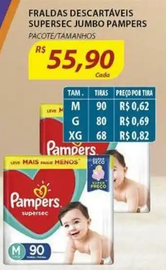 Assaí Atacadista Fraldas Descartaveis Supersec Jumbo Pampers oferta