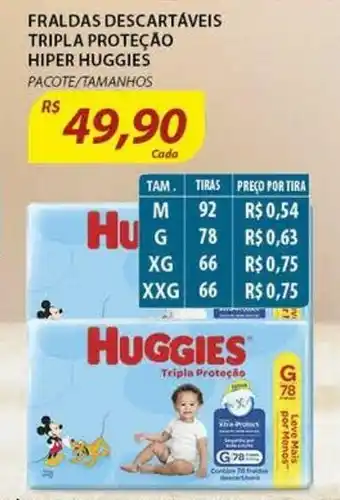 Assaí Atacadista Fraldas Decartaveis tripla Protecao Hiper Huggies oferta