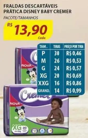 Assaí Atacadista Fraldas Descartaveis Pratica Disney Baby Cremer oferta