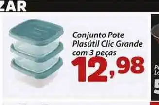 Conjunto Pote Plasútil Clic Grande Com 3 Peças