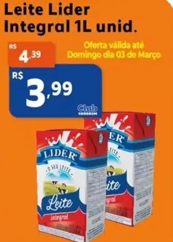 GoodBom Leite Lider Integral 1L unid. oferta
