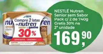 Supermercados Mundial Nestle Nutren Senior sem Sabor Pack c/2 de 740g Gratis 30% na 2 unidade oferta