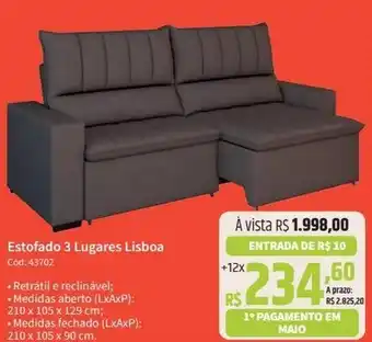 Deltasul Estofado 3 Lugares Lisboa oferta