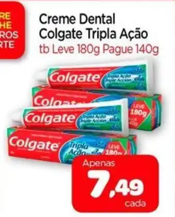 Nordestão Creme Dental Colgate Tripla Ação tb Leve 180g Pague 140g oferta