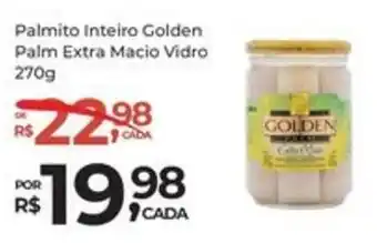 Palmito inteiro Golden Palm Extra Macio Vidro 270g