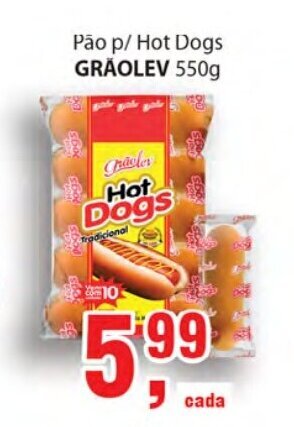 Supermercados Mundial Pao p/ Hot Dogs Graolev 550g oferta
