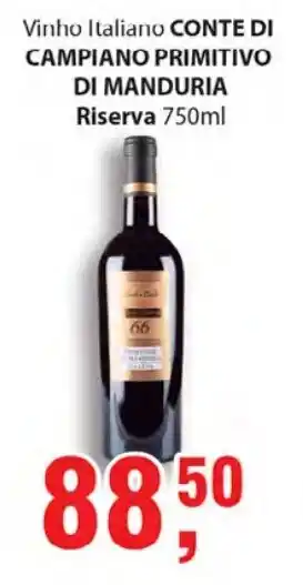 Supermercados Mundial Conte di Campiano Primitivo di Manduria Reserva 750ml oferta