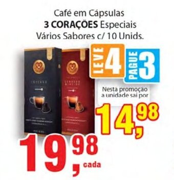 Supermercados Mundial Cafe em Capsulas 3 Coracoes c/10 unids. oferta