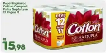 Econômico Atacadão Papel Higiênico Cotton Compact Folha Dupla Leve 12 Pague 11 oferta