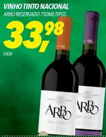 Frangolândia VINHO TINTO NACIONAL ARBO RESERVADO 750ML TIPOS oferta