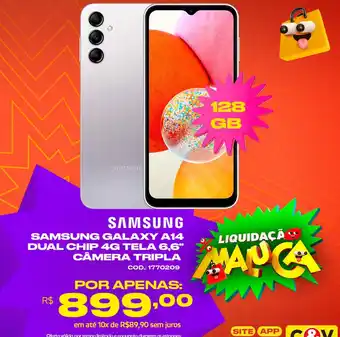 Casa e Vídeo SAMSUNG GALAXY A14 DUAL CHIP 4G TELA 6,6" CÂMERA TRIPLA oferta