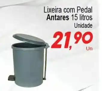 Villefort Atacadista Lixeira com Pedal Antares 15L unidade oferta
