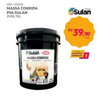 Massa Corrida Pva Sulan 25kg, 18L