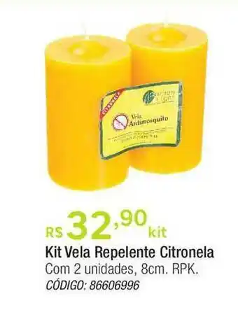 Kit Vela Repelente Citronela 8cm