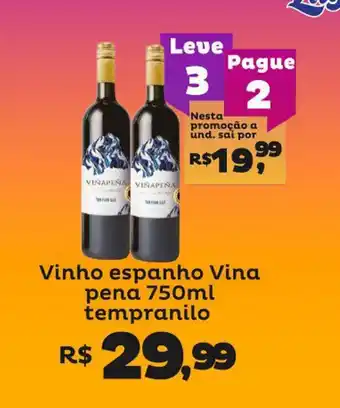 Super Lagoa Vinho Espanho Vina Pena 750ml Tempranilo oferta