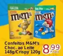 Rossi Supermercado Confeitos M&M's Choc ao leite 148g/Crispy 120g oferta