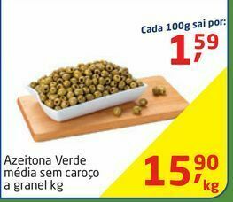 Azeitona verde média sem caroço a granel kg