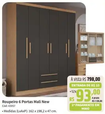 Deltasul Roupeiro 6 Portas Mali New Cód: 43057 oferta