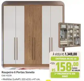Deltasul Roupeiro 6 Portas Soneto oferta