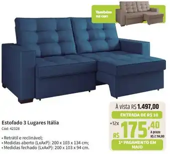 Deltasul Estofado 3 Lugares Itália oferta