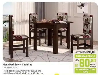 Deltasul Mesa Padrão + 4 Cadeiras oferta