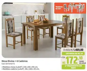 Deltasul Mesa Divina + 6 Cadeiras oferta