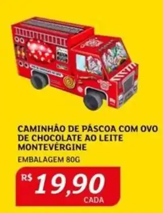 Assaí Atacadista CAMINHÃO DE PÁSCOA COM OVO DE CHOCOLATE AO LEITE MONTEVERGINE EMBALAGEM 80G oferta