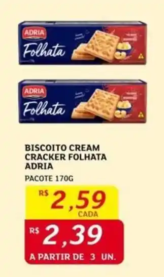 Assaí Atacadista BISCOITO CREAM CRACKER FOLHATA ADRIA PACOTE 170G oferta
