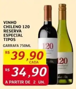 Assaí Atacadista VINHO CHILENO 120 RESERVA ESPECIAL TIPOS GARRAFA 750ML oferta