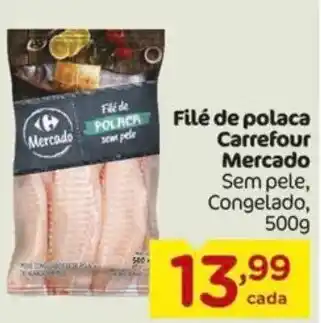 Carrefour Filé de polaca Carrefour Mercado Sem pele, Congelado, 500g oferta
