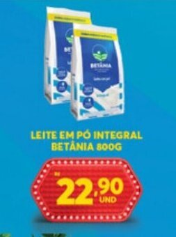 Atacadão Centro Sul Leite em po integral Betania 800g oferta