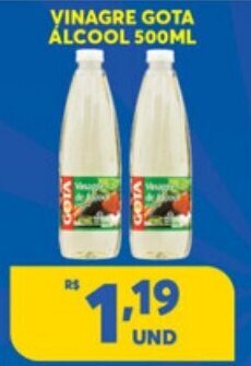 Atacadão Centro Sul Vinagre Gota Alcool 500ml oferta